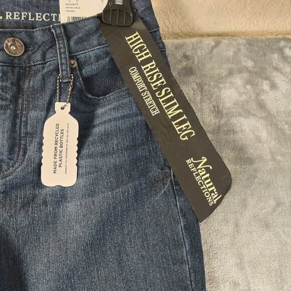 Natural Reflections Womens High Rise Slim Leg Jeans 4 Dark Wash‎ Stretch Repreve - Picture 3 of 12